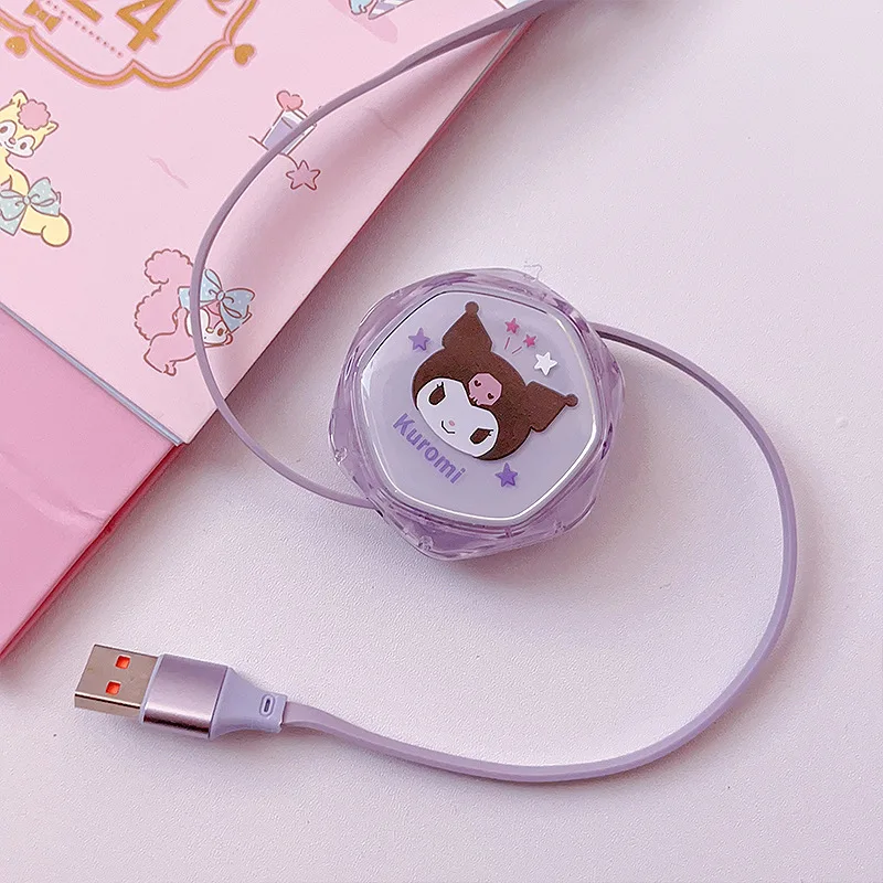 Sanrio 3 In 1 cavo di ricarica rapida linea dati Kuromi Hello Kitty Cinnamoroll per caricabatterie da auto portatile Micro Type-C USB lightning