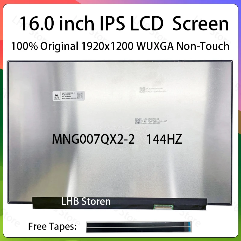 16.0'' 144hz IPS Display Replacement Panel MNG007QX2-2 Matrix Laptop LCD Screen 1920x1200 WUXGA