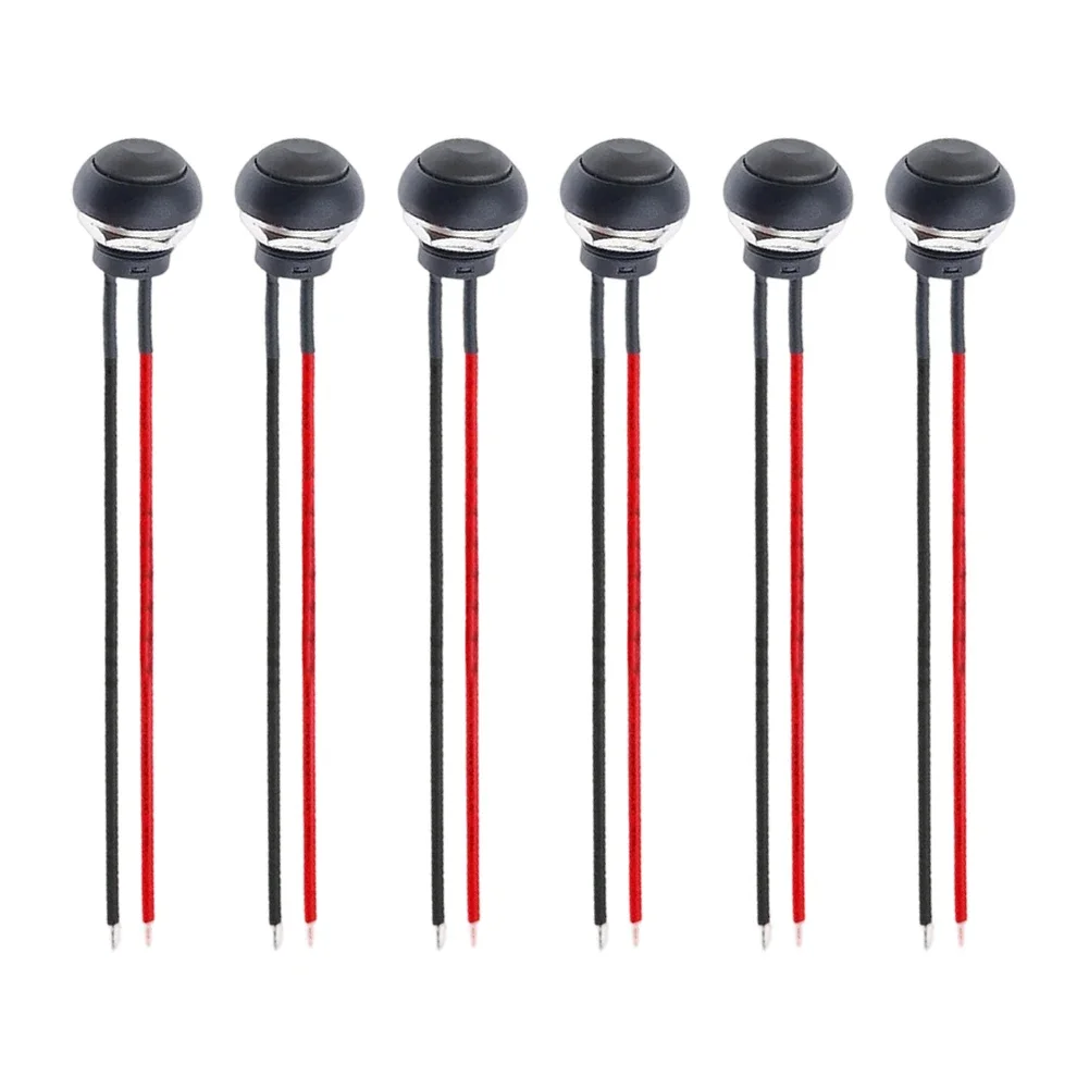 Compact 12MM Momentary Push Button Switch 6 Pack For Tight Spaces With 17.5MM Head And ON Off Self Reset Feature