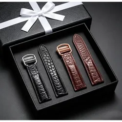 Black Brown blue watchband For Cartier crocodile strap Genuine leather tank Solo key London calibo Men's bracelet 20 22 23 24 25