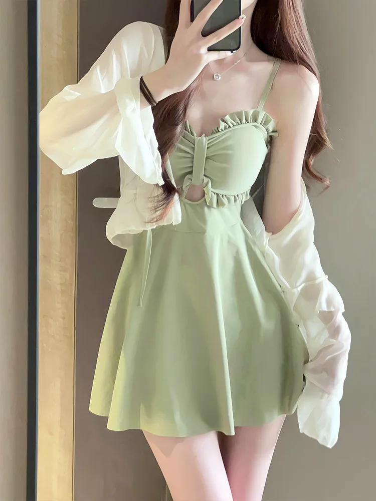 Women 2 pieces swimsuit sets dress+top 2026 new new summer slim high-end sensual swimming suit for women's clothing