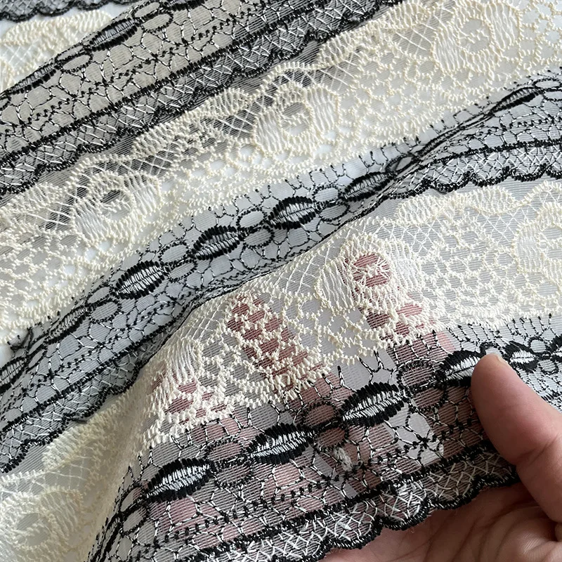 

Cotton Striped Mesh Embroidery Fabric Women's Lace Dress Clothing Handmade Sewing Fabric