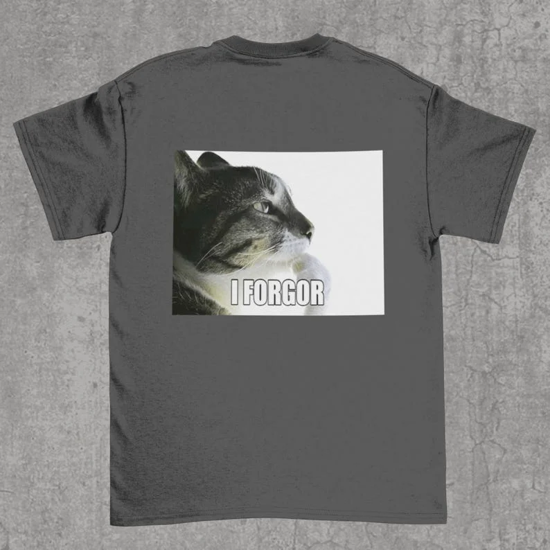 I Forgot Shirt Funny Cat Meme Shirt Cat Thinking Shirt Cat Brooding Shirt Funny Tiktok Meme Funny Graphic T-shirt Street Wear