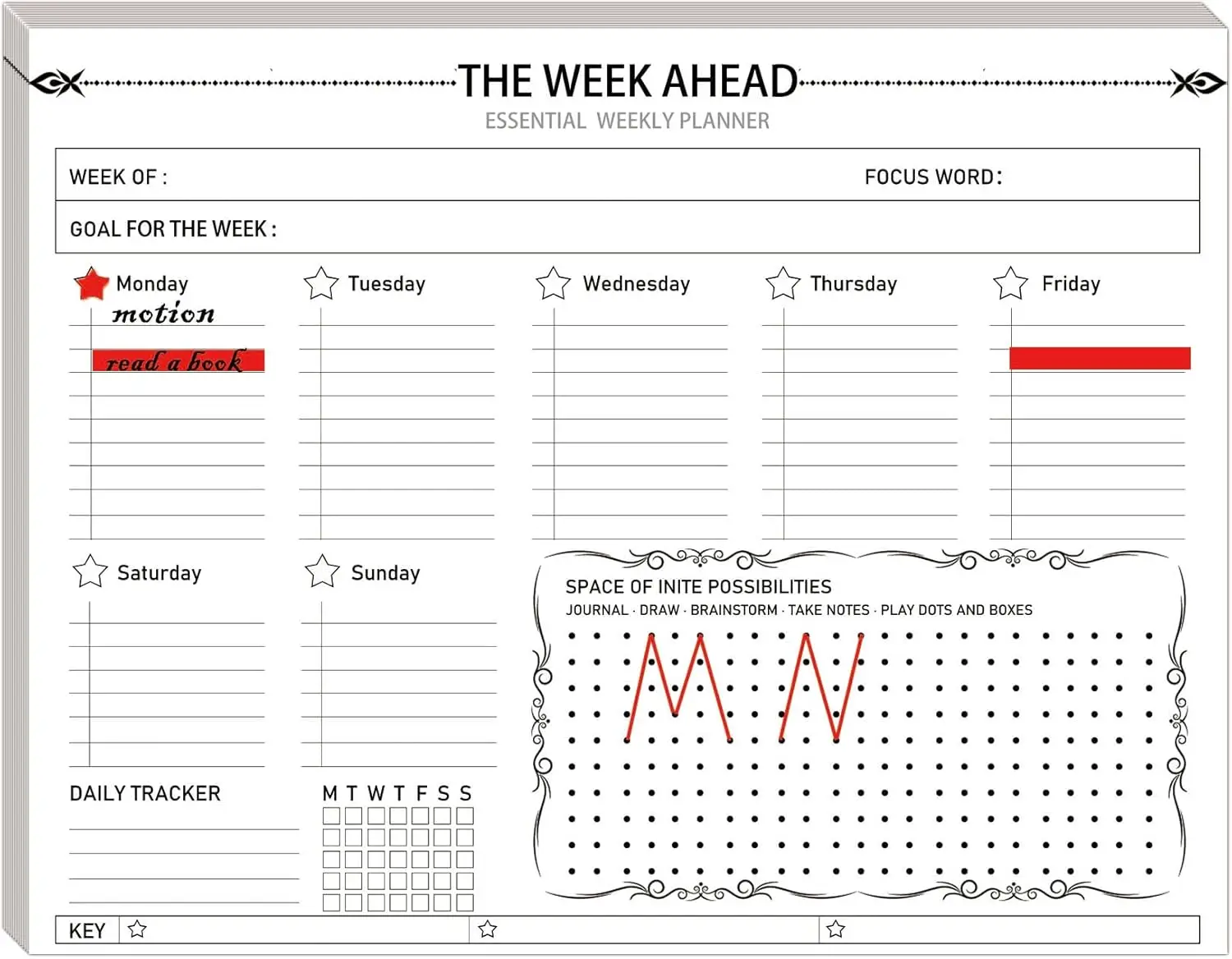 Essential Weekly Planner Meal and Grocery List Notepad 8.5x11 inch Weekly Goal Setting Planning Pad with Tear Off Shopping List