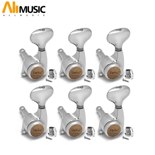 SAPHUE-clavijas de afinación de cuerda de bloqueo, cabeza de máquina de estilo de cola de pez para guitarra eléctrica Folk o acústica, 1:21