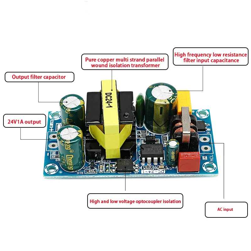 AC 110V/220V To DC 12V 24V 36V 48V Isolated Switch Power Supply 1A 2A 4A 6A 7A 9A Step-down Transformer Bare Board Module