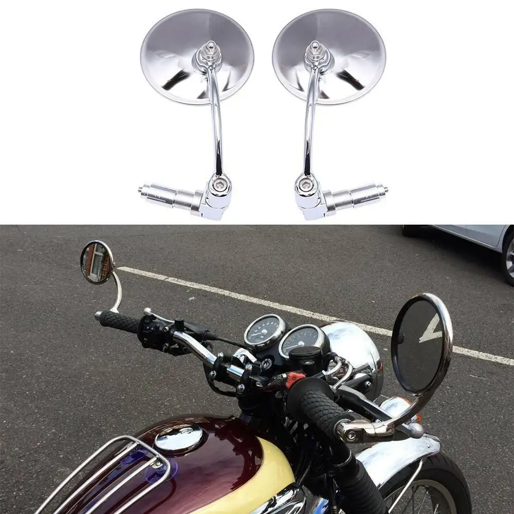 

Universal Chrome Round Motorcycle 7/8" Bar End Mirrors For Honda Kasasaki Triumph Yamaha Rearview Mirrors Accessories