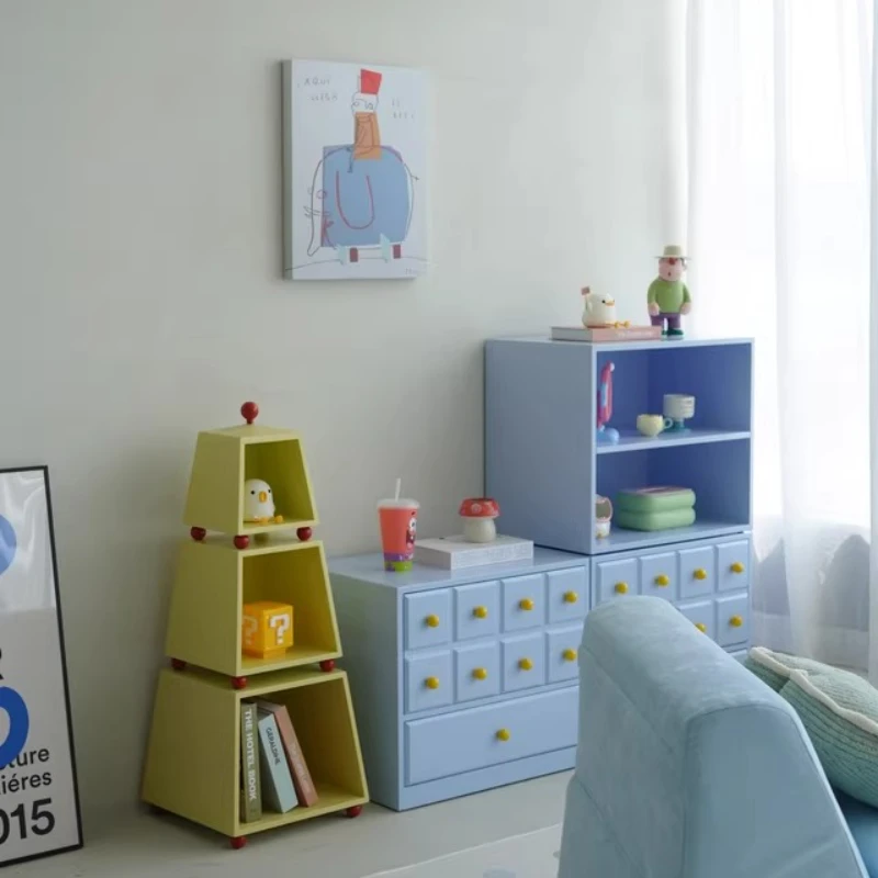 Creative Triangle Bookcase Dopamine Children's Room Storage Rack Multifunctional Floor Book Storage Bedroom Organizer Rack