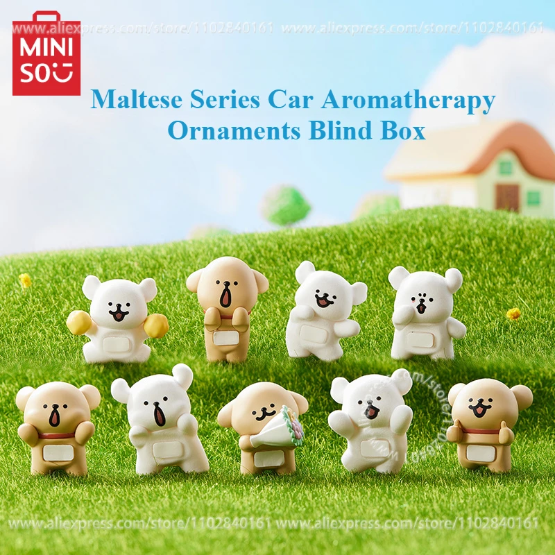 MINISO Car Aromatherapy Ornaments Blind Box Maltese Series Cute Model Peripheral Toys Kawaii Dolls Cartoon Figures Birthday Gift