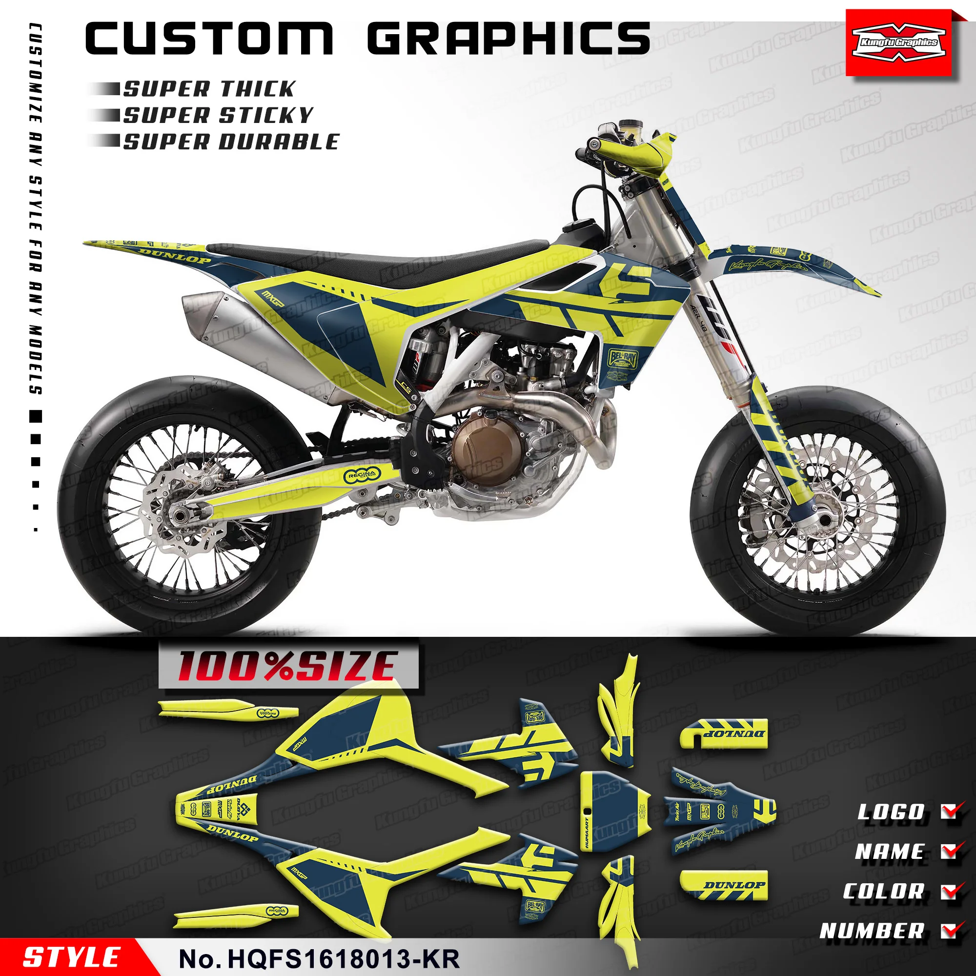 

KUNGFU GRAPHICS Racing Sticker Vinyl Graphics for Husqvarna FS 450 FS450 2016 2017 2018, HQFS1618013-KR