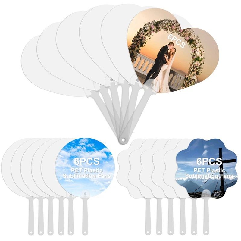 

NEW_18 PCS Sublimation Fans Blank, PET Plastic Sublimation Hand Fans