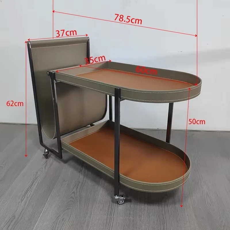 Brown Saddle Leather Trolley Coffee Table