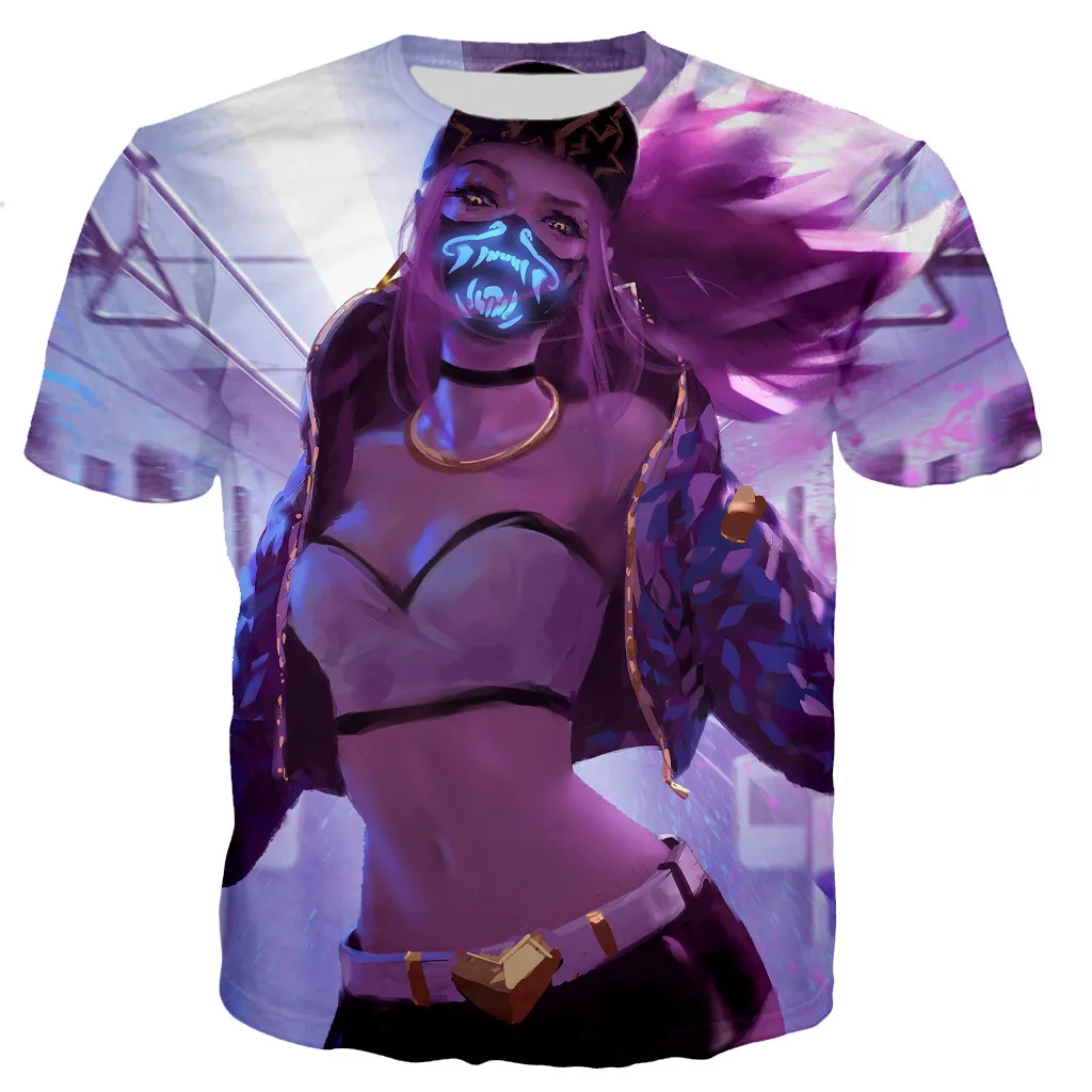 3D League of Legends KDA Printed T-shirt Men\'s Women\'s Fashion Casual Youth Fitness Apparel Sweatshirt Street Hip Hop TopS