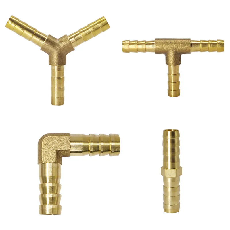 Brass Barb Pipe Fitting 6 8 10 12 14 16 19mm Hose 2 3 4 way Coupler Adapter For Fuel Gas Water Copper Connector