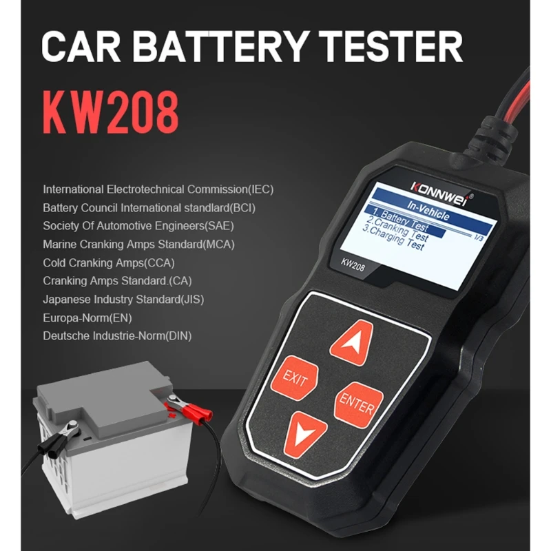 Analizzatore del caricatore del Tester della batteria dell'auto KW208 12V 100-2000CCA Test del sistema di ricarica Tester della capacità della batteria automobilistica Drop Shipping
