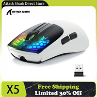 Attack Shark X5 Tri-mode Gaming Mouse, 49g Ultralight, 2.4Ghz/Wired/BT, PixArt Optical Sensor, 4000DPI, 200 Hours Battery, RGB