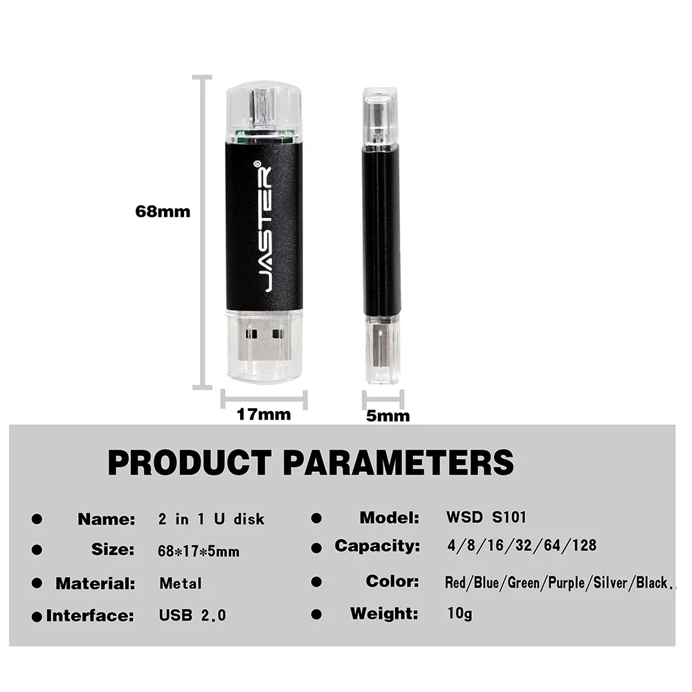 Micro USB Stick OTG USB Flash Drive for Android Phone Free Type-c Adapters Pen Drive 64GB Free Key Chain Pendrive Creative Gifts