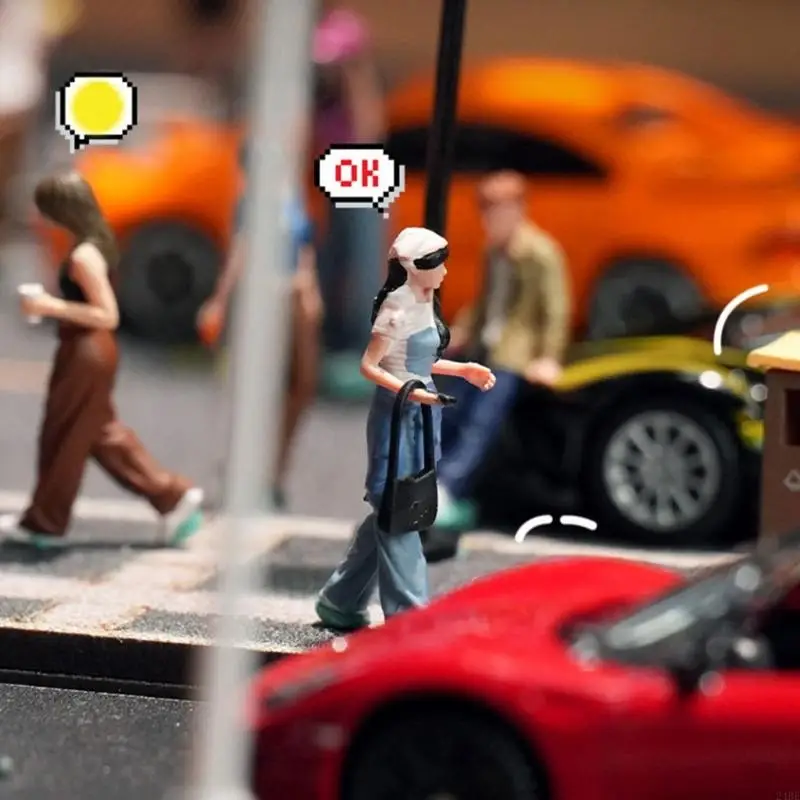 

Colorful Miniature Girl Doll Model Figurine With Fashion Outfit And Jeans For Doll House Display And Collectible Decors 24BE