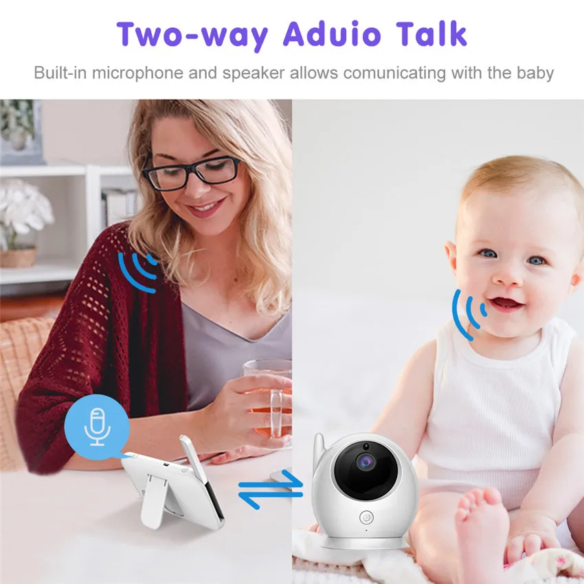 4.5Inch 720P Wireless PTZ Baby Monitor Temperature Monitoring VOX Feeding Remind Intercom BabySistter Nanny Cam CCTV Camera