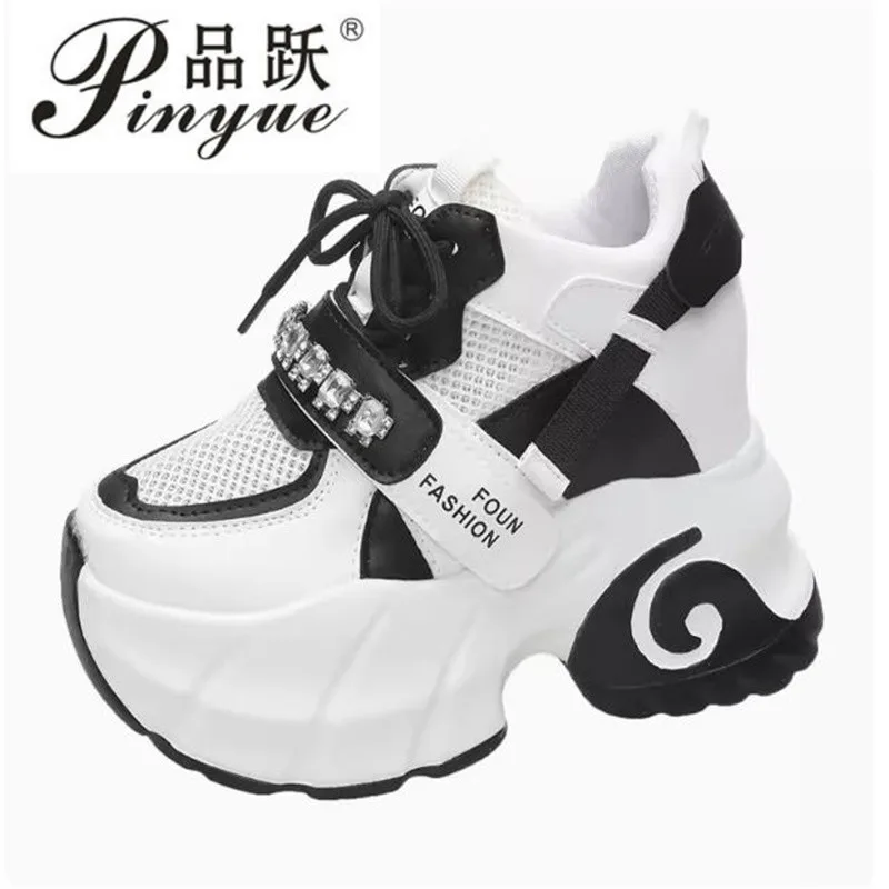 

10cm New Chunky Sneakers Summer Casual Vulcanized Shoes Woman High Platform Breathable Mesh Sneakers Women Sports Dad Shoes