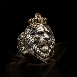 Bully Vintage Crown Lion Head Men's Ring Delicate Fashion Creative Niche Light Luxury Punk Hip Hop Rock Street Party GiftJewelry