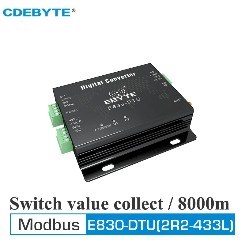 

Switch data Acquisition Wireless LoRa 433MHz Modbus 8km Long Range Transmitter and Receiver CDEBYTE E830-DTU(2R2-433L)