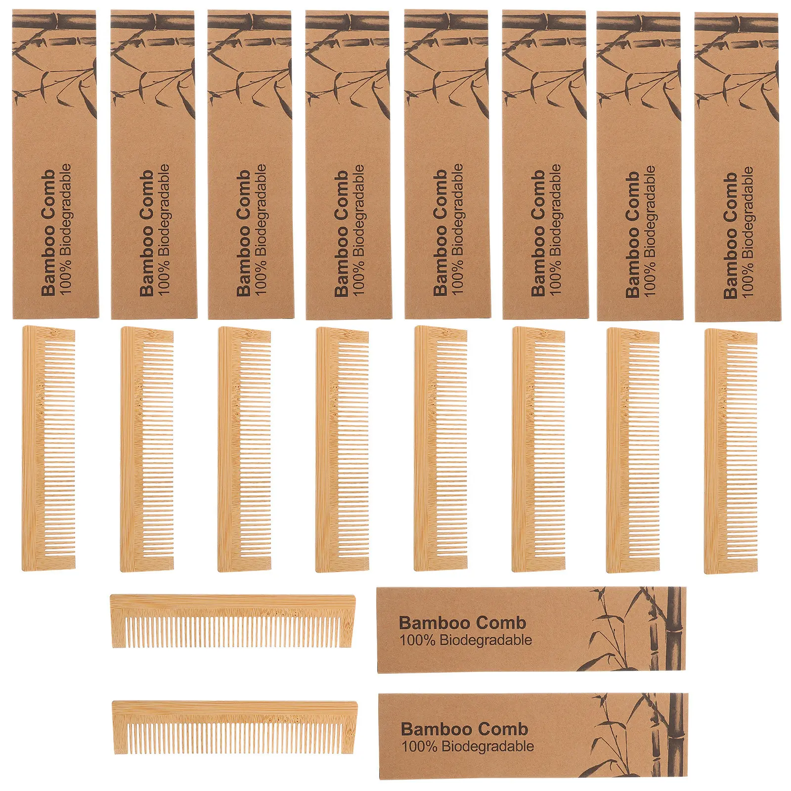 

10 наборов бамбуковых расчесок для женщин: деревянные расчески с мелкими зубьями, антистатические, для распутывания волос, портативный футляр, одноразовые расчески для отелей и путешествий