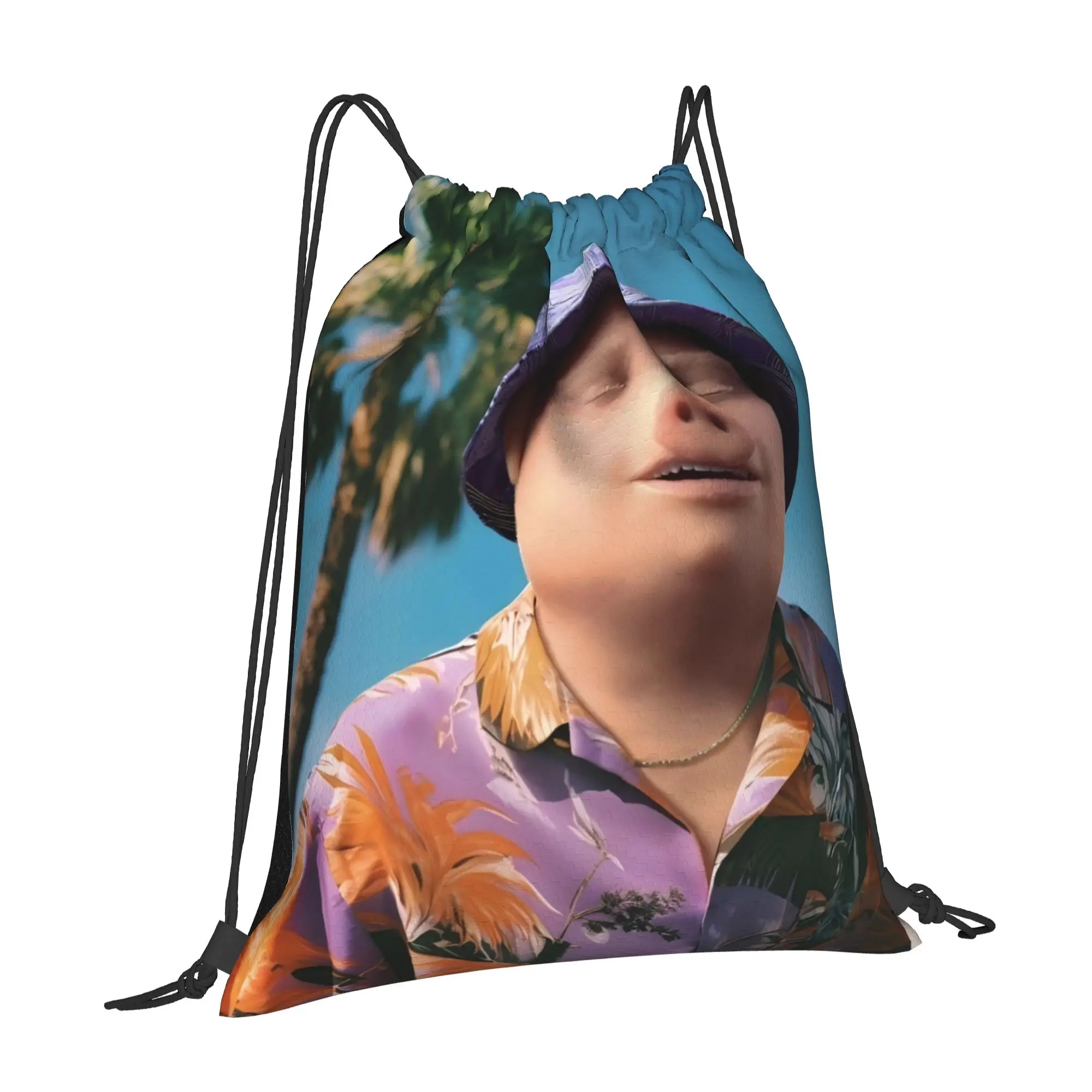 John Pork 3 John Pork Multi-function Pocket Men Women Storage Backpack Teenager Travel Bag Print Drawstring Bags