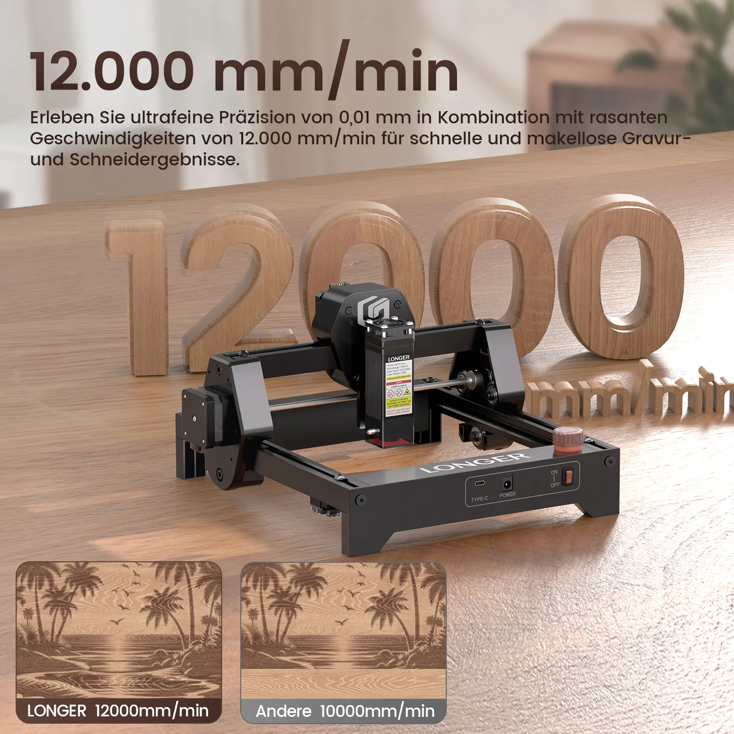 RAY5 mini 2.5W Macchina per incisione laser Incisore co2 CNC Legno Pelle Metallo Vetro Stampante portatile