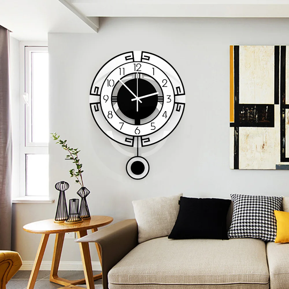 Modern Europe Style Large Swing Wall Clock Modern Nordic Living Room Silent Pendulum Wall Clock Vintage Quartz Mute Watch