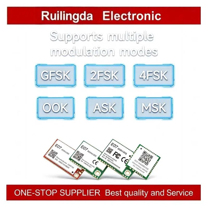 CC1101 Wireless RF Module 433Mhz E07 Module Stamp Hole Antenna Long Range 1.5km SMD Package SPI Wireless Module
