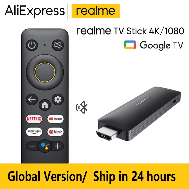 realme 4K/1080 TV Stick Smart Google Assistant Global Version Bluetooth Voice Control Remote Android TV Stick 2/8GB HDMI 2.1 Box