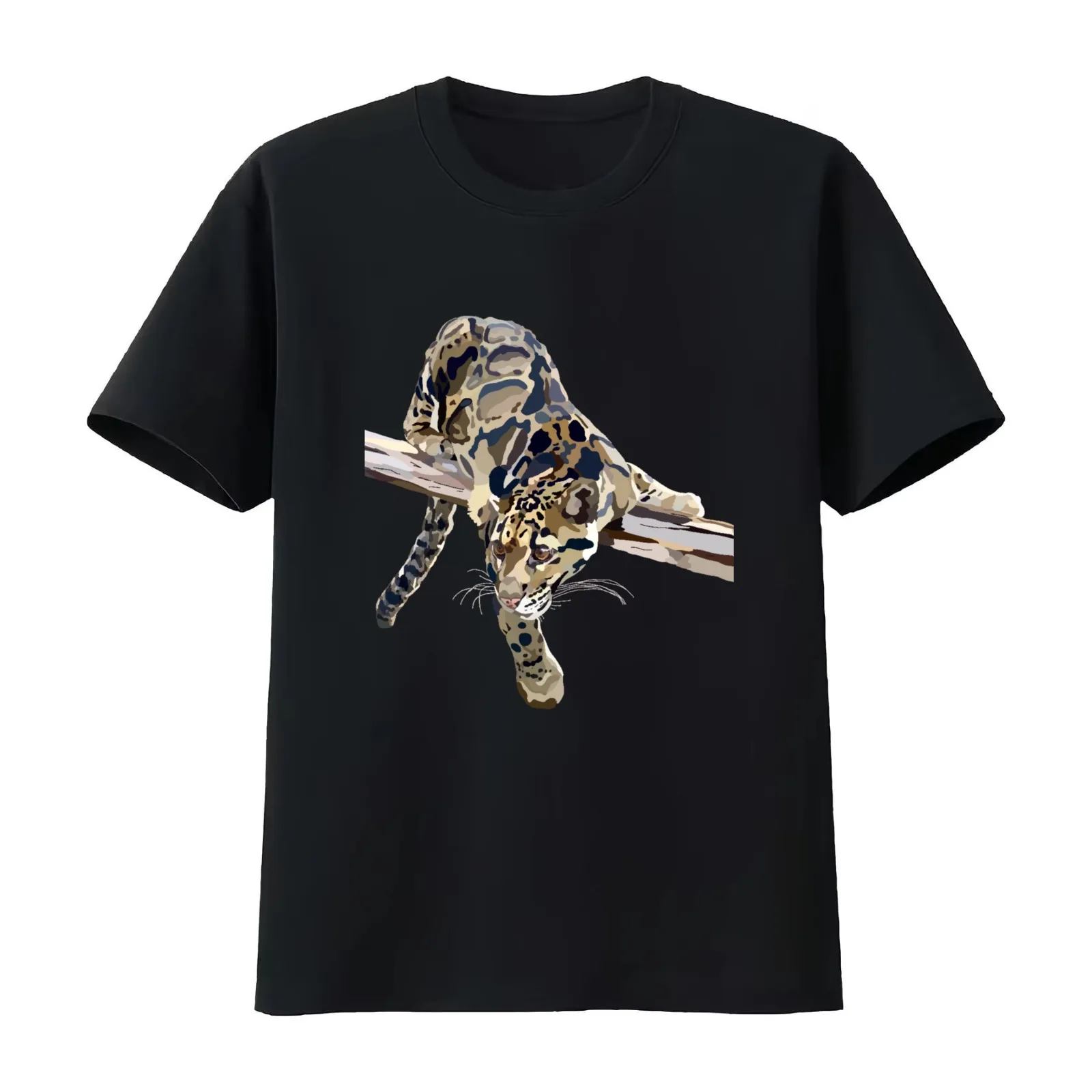 Faith the Clouded Leopard T-Shirt Summer Casual Cotton Tee Oversized Streetwear Tops Vintage Graphic Print Unisex Men Women