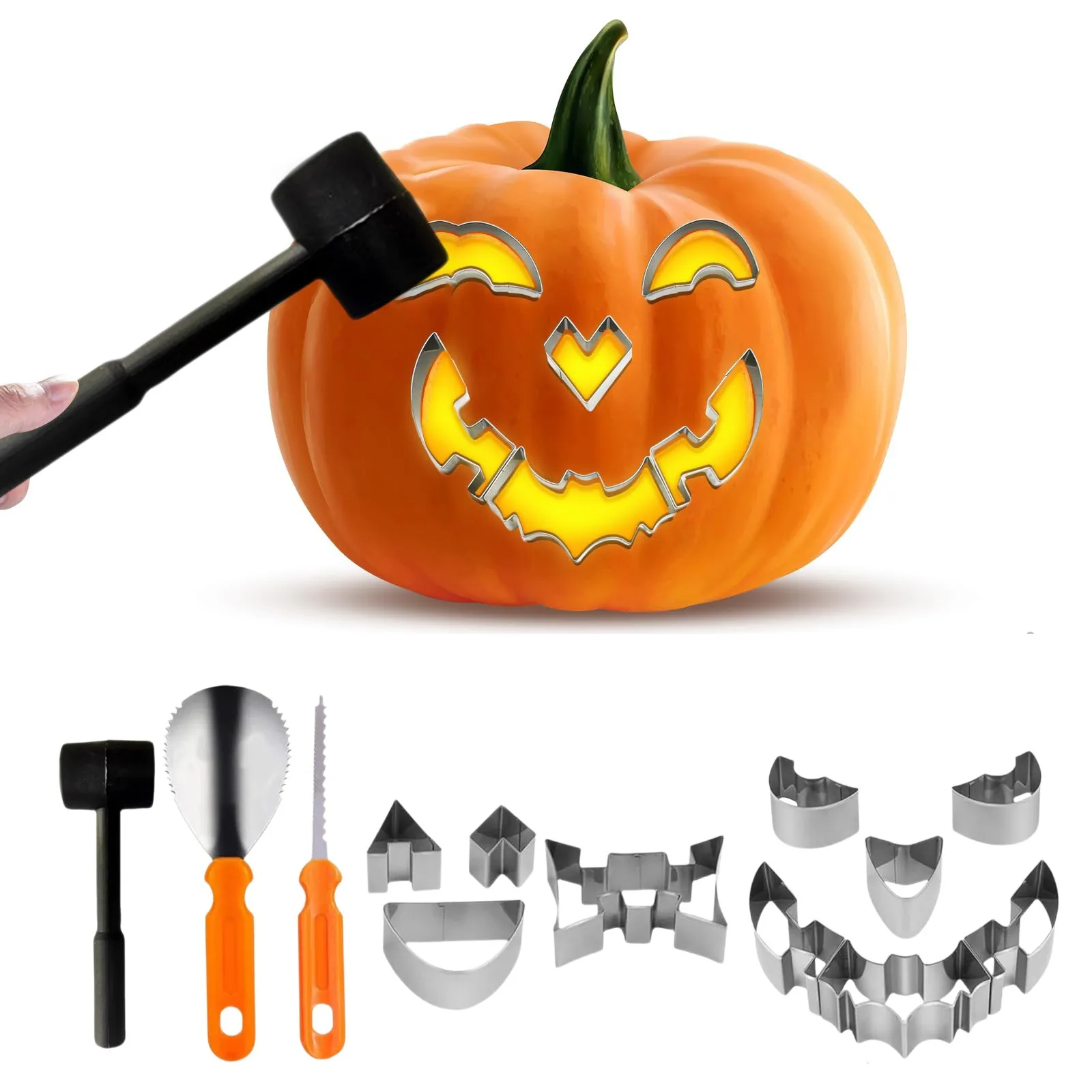

Halloween Pumpkin Carving Kit Tools Stainless Steel Cookie Mold Baking Tool Pumpkin Carving Knife For Kids Adults Professional