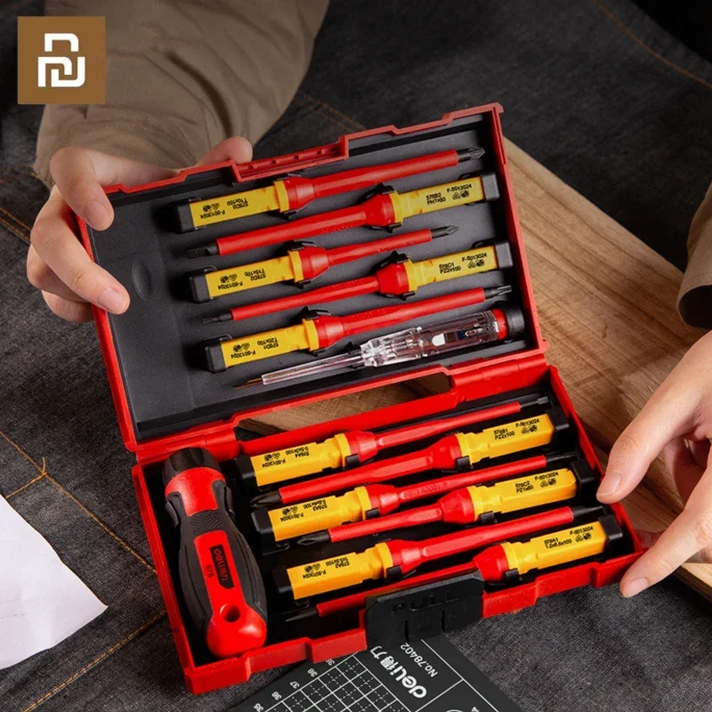 

Xiaomi Deli 7/12 Pcs Magnetic Insulated Screwdriver Set SLOTTED/Phillips/Pozidriv Multifunctional Hand Tools Screwdrivers Set