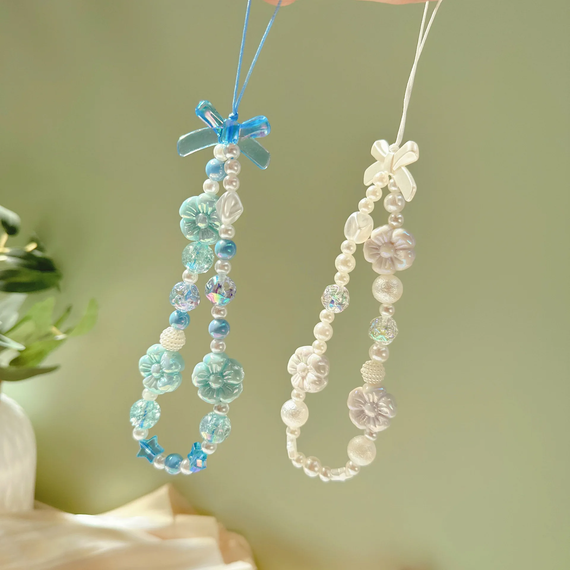 Petal bow Lanyard For IPhone Anti-Lost Bracelet For Samsung Mobile Phone Case Wrist Strap Car Keychain Cute  Phone Charm