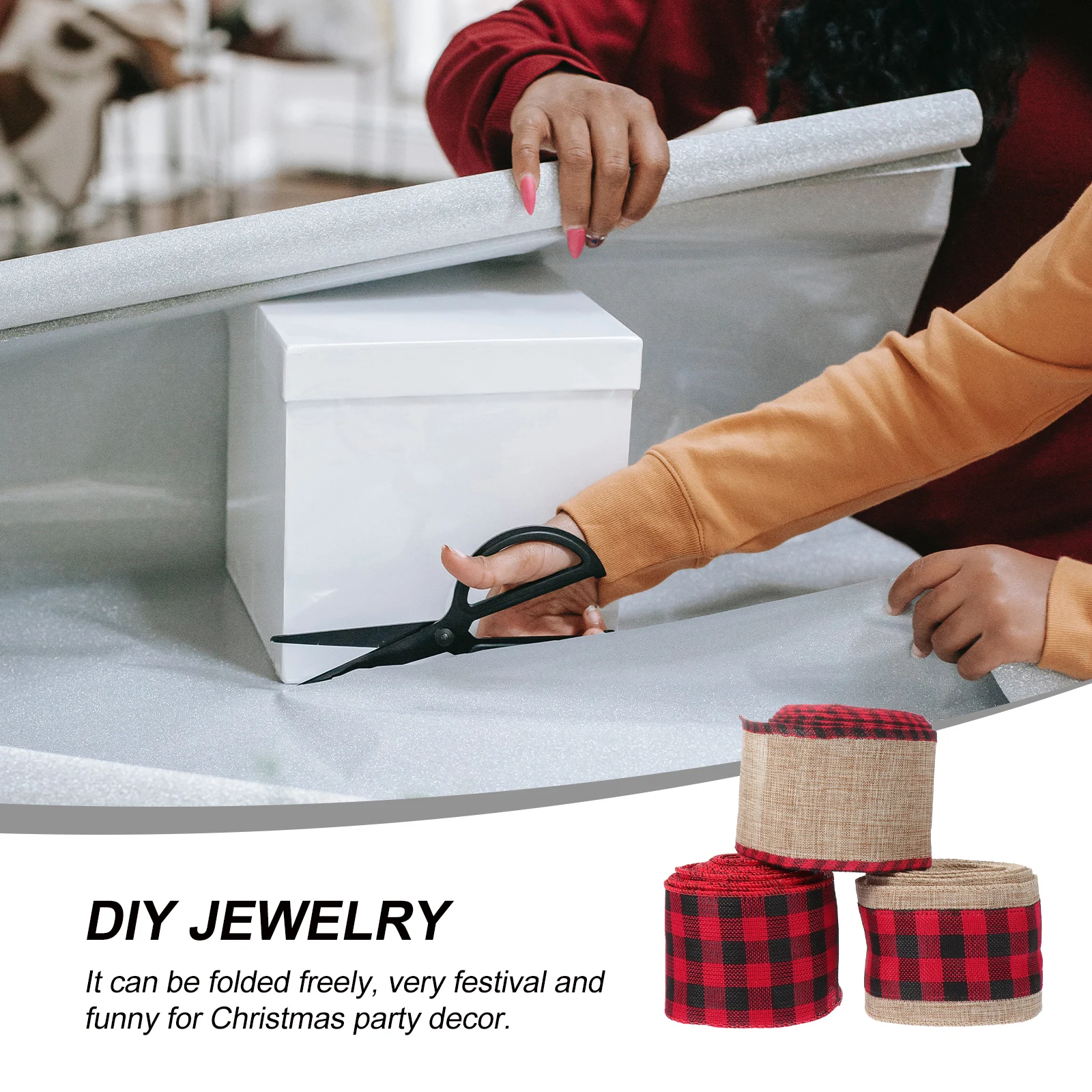 

3 Pcs Gift Packaging Ribbon Wrapping Christmas Decor Xmas DIY Bouquet Decors Party Accessories Flash Birthday Decorative Linen