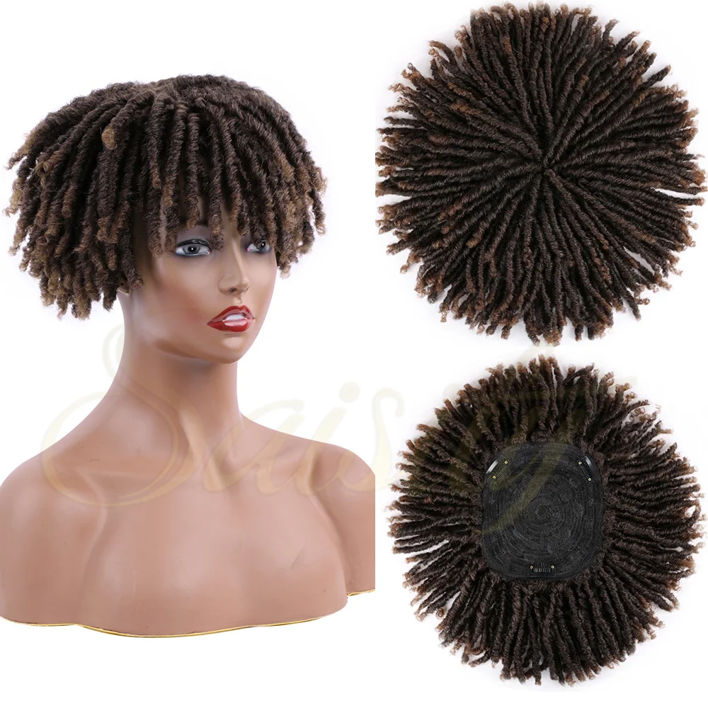 Synthetic Dreadlocks Hair Toupee15x17 Natural Wig Medium Wig for African Women Black Brown Crochet Soul Locs Braids Wigs