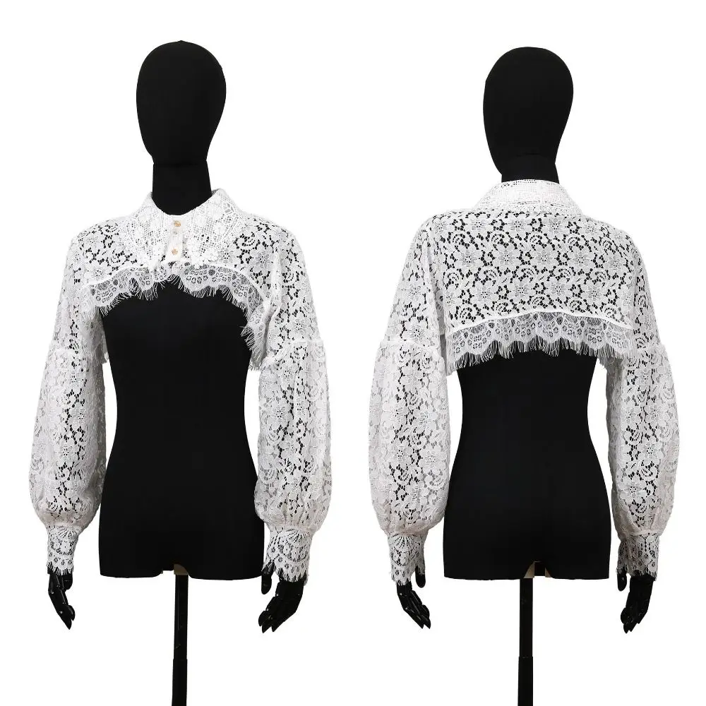 لطيف الدانتيل واقية من الشمس شال الشيفون الأزهار كاذبة طوق الملابس والاكسسوارات النساء