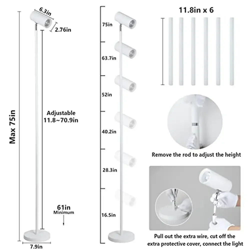 Full Spectrum COB Grow Lights Indoor Plants 20W Timer Plant Light Bulb Adjustable Height Stand 360° Rotation Head Close to