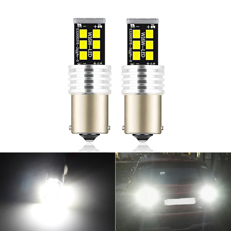 2PCS 1156 BA15S P21W 7506 LED Bulbs High Power 15pcs 2835SMD Super Bright 1000LM Replace For Car Reversing Light White 6000K