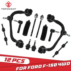 TOPICKSAP 12pcs Front Upper Control Arm Stabilizer Sway Bar Links Tie Rods Ball Joints Kits for Ford F-150 4WD 2009 2010 - 2014