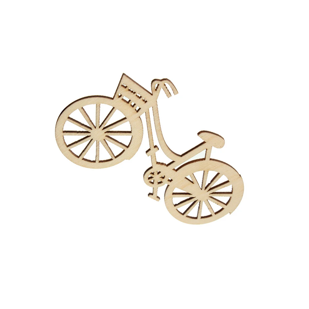 

20 шт., деревянные велосипедные вырезки, ломтики шпона, лазерная резка, полое сердце, гладкое для рукоделия, свадебное рождественское украшение, пустое украшение