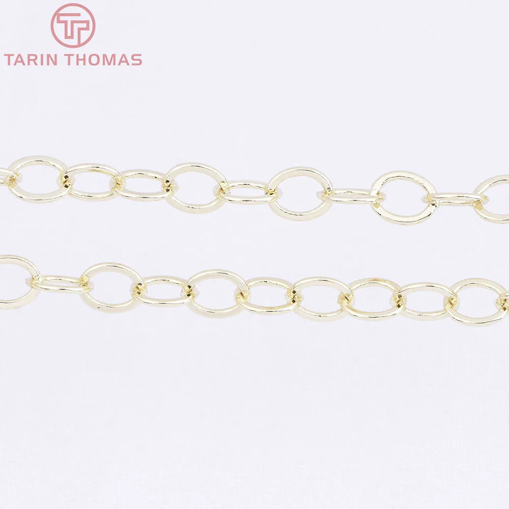 (4251)1Meter Chain Link 5x6MM 14K Gold Color Brass Chains for Necklace BraceletHigh Quality Diy Jewelry Findings Accessories
