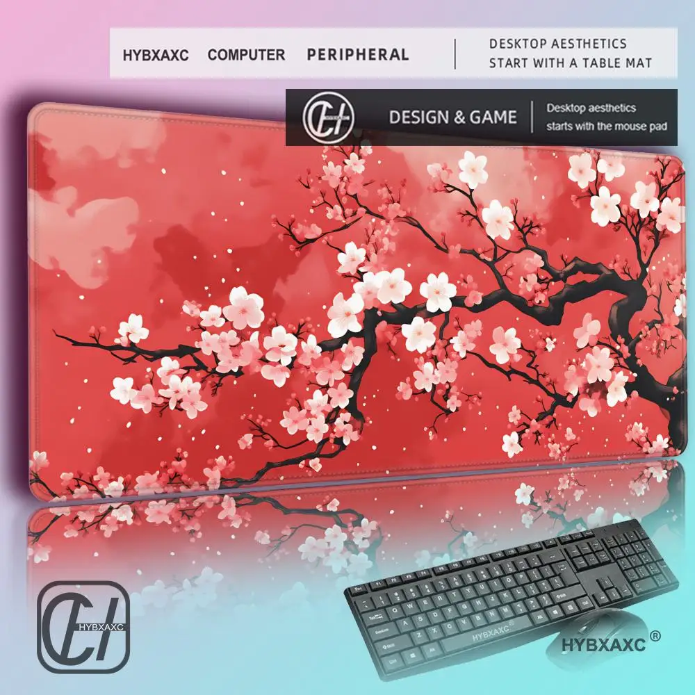 

HYBXAXC Sakura Red Sun Playmat Mouse Pad Large Pc Gaming Accessories Computer Keyboard Set Up Carpet Desk Organizer Long Pad