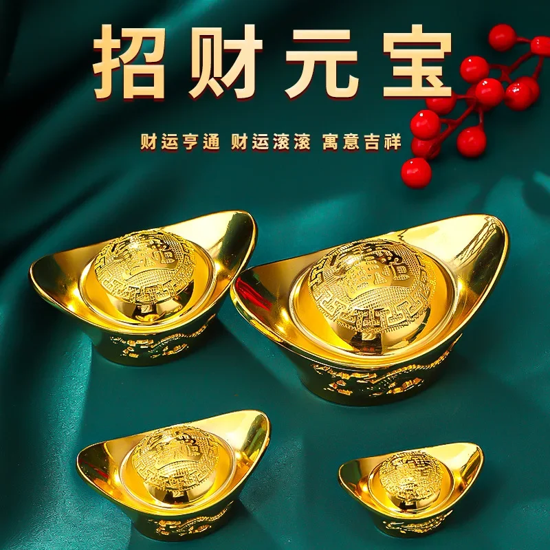 Golden Ingot Yuan Bao Chinese Charm Prosperity Decoration Gift Attract Wealth and Decor