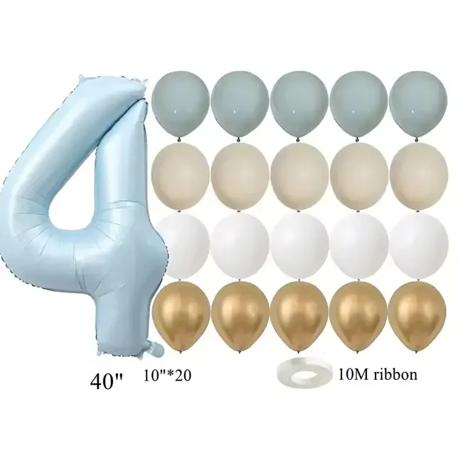 22 teile/satz Baby Blau Serie Latex Ballon Vintage Blau Folie Anzahl Ballon Für jungen Geburtstag Party Jahrestag Dekoration Versorgung – Detail 7