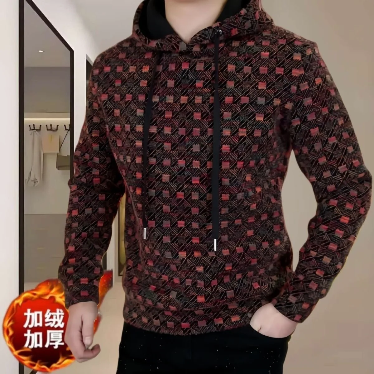 

Осень и зима, новая модная тенденция, американский винтажный утолщенный теплый свитшот с капюшоном, мужской повседневный свободный спортивный высококачественный топ