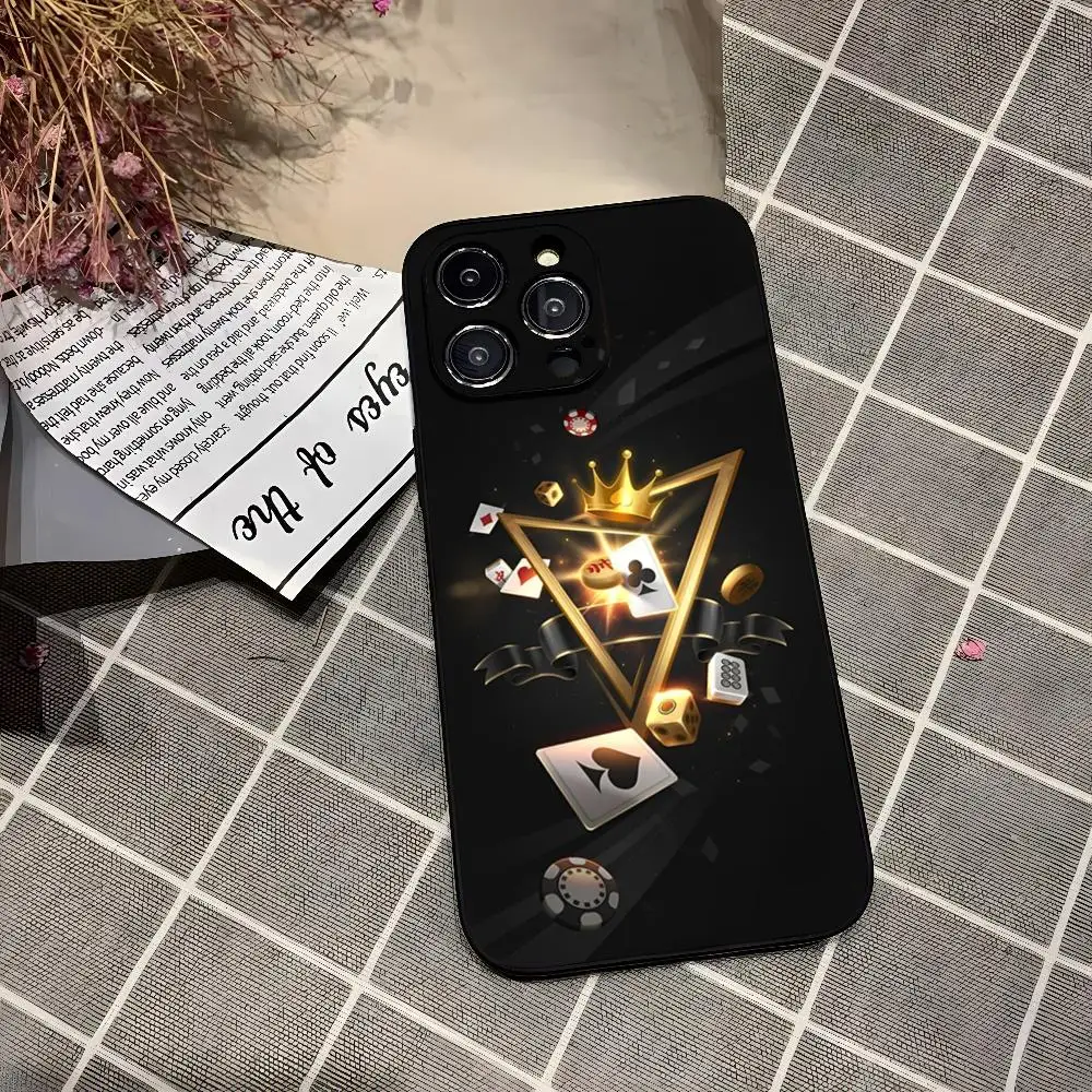 Dice Poker Casino Phone Case for iphone 16 15 Pro 14 13 Mini 11 12 Max Xr X Xs 7 8 Plus Black soft shell Cover