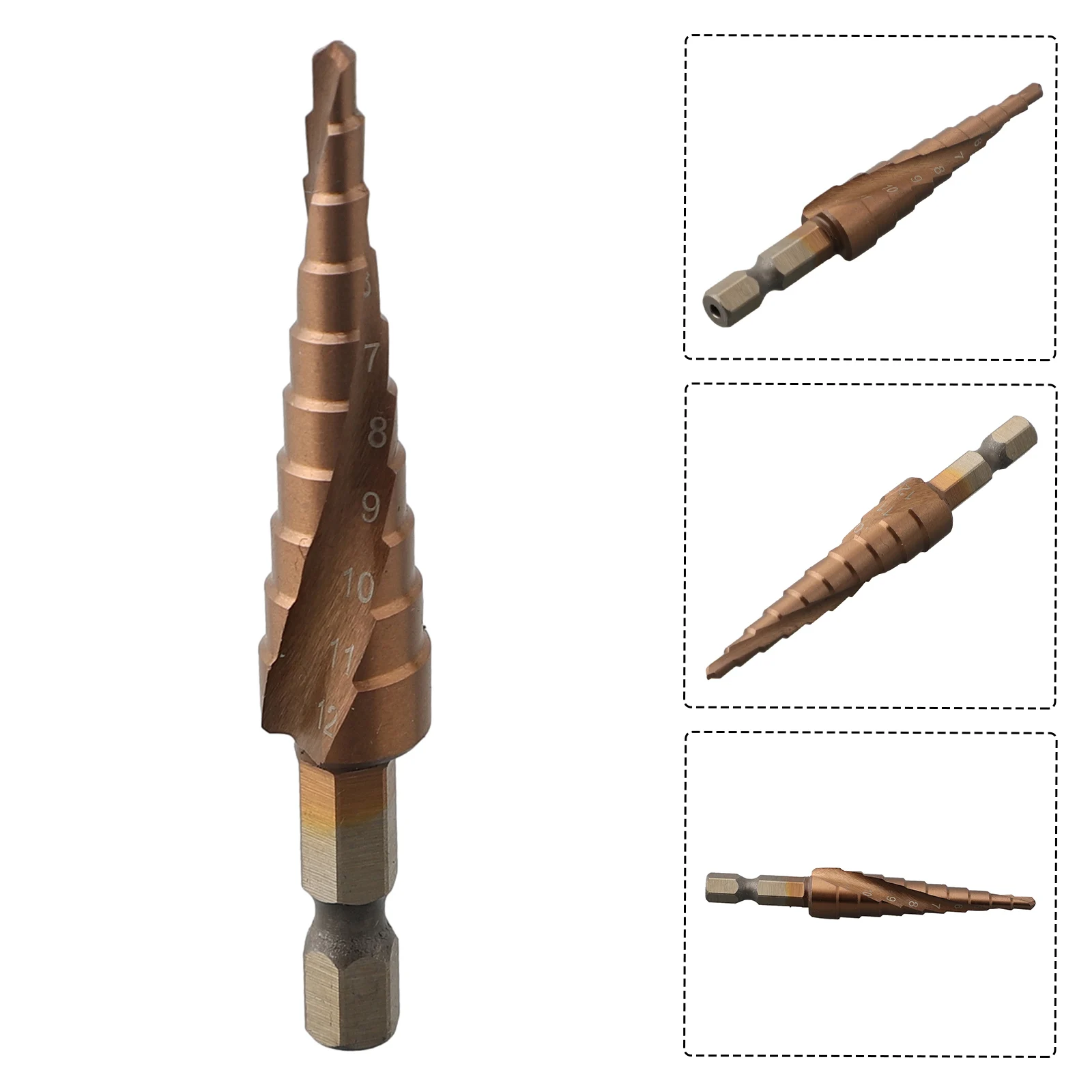 1PC M35 5% Cobalt Step Drill Bit 3-12/4-22/6-24mm HSS-CO Hex Handle Cone Metal Drill Bit  Suitable Pistol Drill Brocas